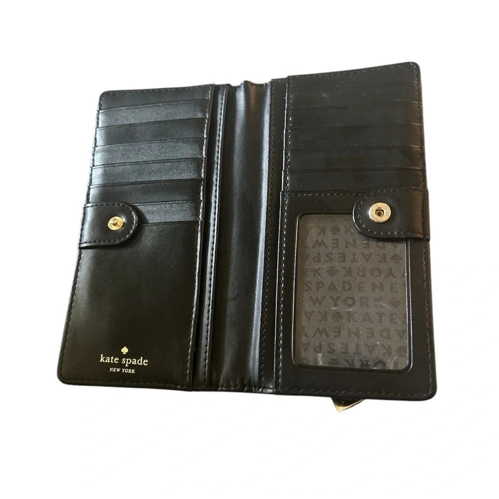Kate Spade black pebble leather bifold wall